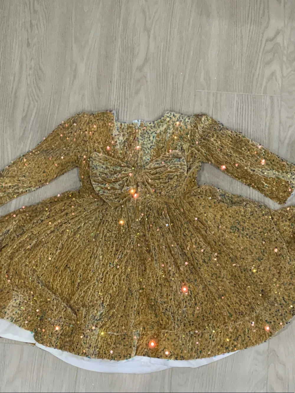 Mia Belle Girls Sparkley Gold Sequin Girls' Padgeant Dress